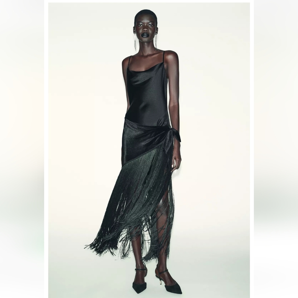 Zara Combination Fringe Long Dress